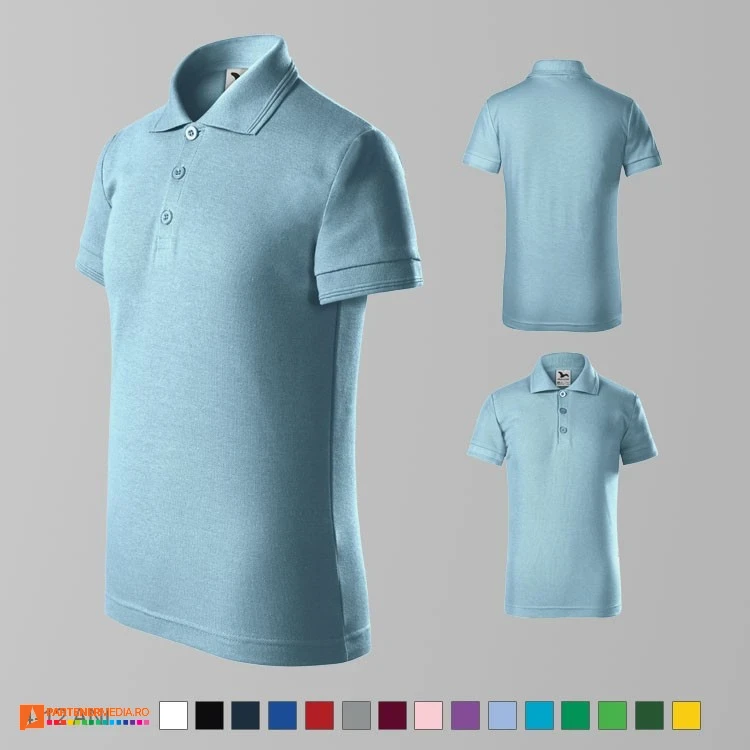 tricouri polo bleu de copii din bumbac si poliester ad222 poza 4