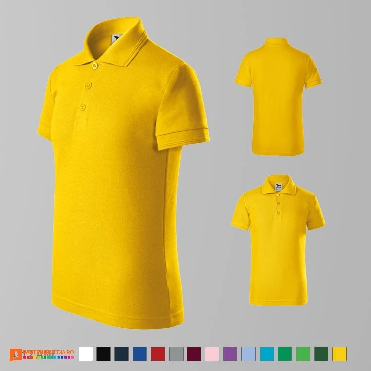 tricouri polo galbene de copii din bumbac si poliester ad222 poza 6