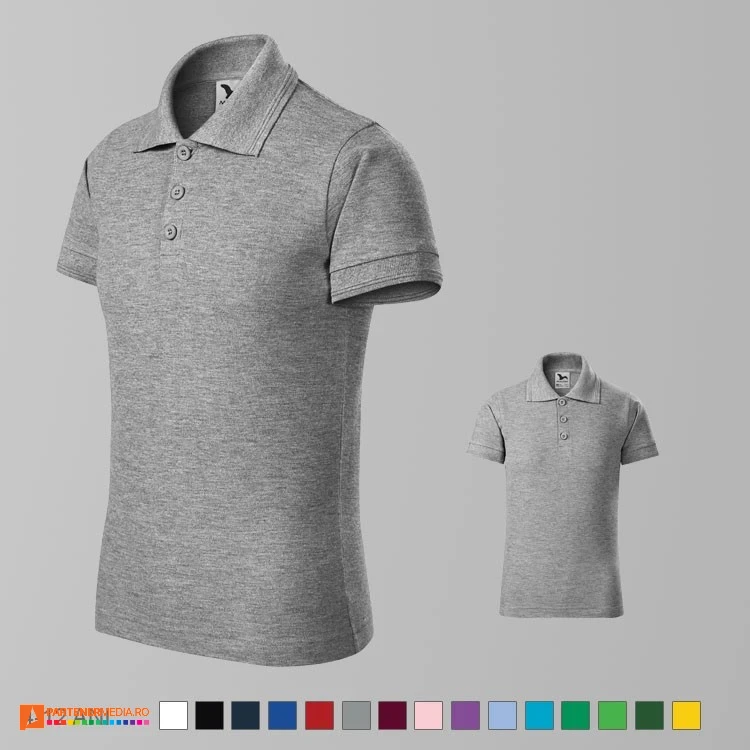tricouri polo gri de copii din bumbac si poliester ad222 poza 7