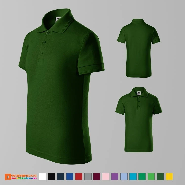 tricouri polo verde inchis de copii din bumbac si poliester ad222 poza 15