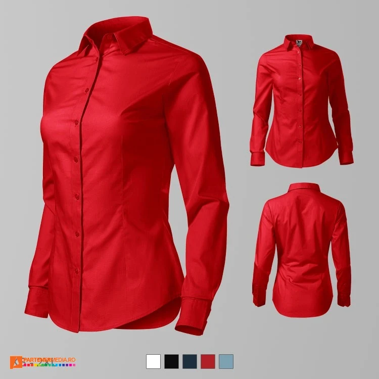 camasi rosii din bumbac pentru dame ad229 poza 6