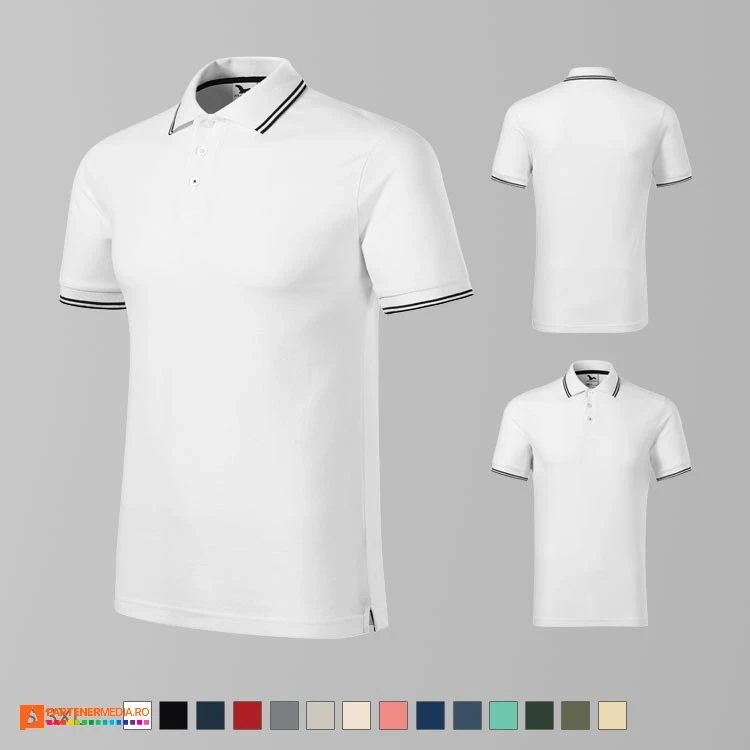 tricouri albe polo barbatesti din bumbac si poliester ad232 poza 2