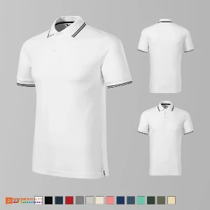 tricouri albe polo barbatesti din bumbac si poliester ad232 poza 2