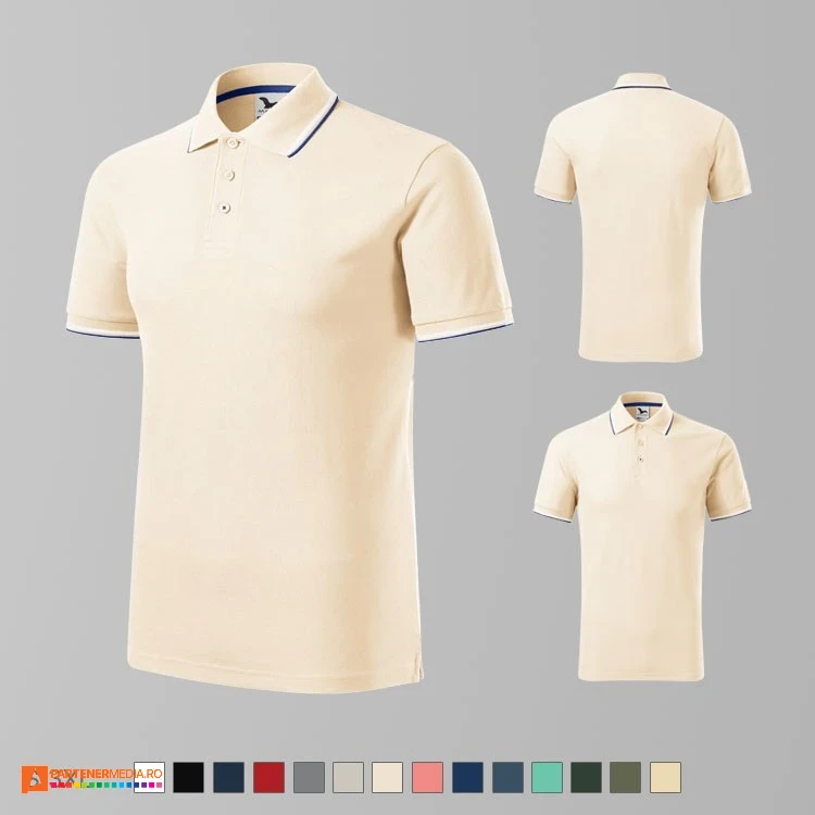 tricouri crem polo barbatesti din bumbac si poliester ad232 poza 6
