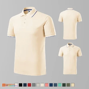 tricouri crem polo barbatesti din bumbac si poliester ad232 poza 6