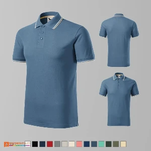 tricouri polo albastre barbatesti din bumbac si poliester ad232 poza 4