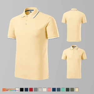 tricouri polo barbatesti galbene din bumbac si poliester ad232 poza 8
