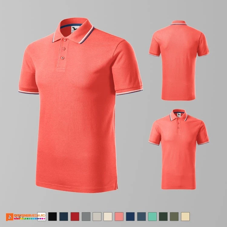 tricouri polo barbatesti portocalii din bumbac si poliester ad232 poza 12