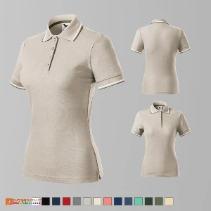 tricouri crem polo gri pentru dame din bumbac si poliester ad233 poza 8