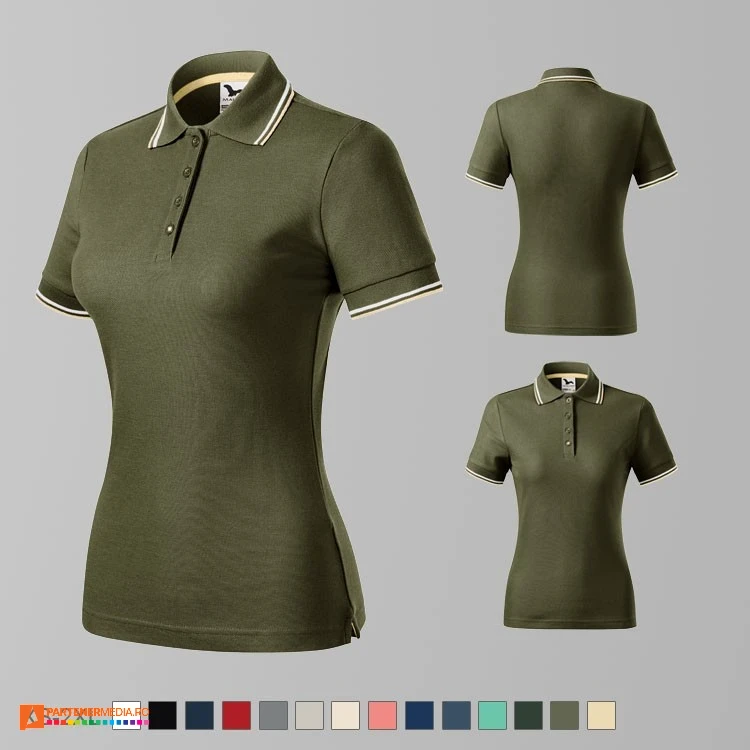 tricouri khaki polo gri pentru dame din bumbac si poliester ad233 poza 11