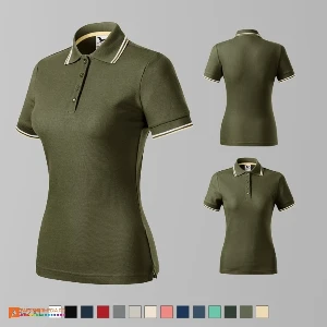 tricouri khaki polo gri pentru dame din bumbac si poliester ad233 poza 11
