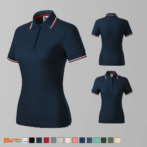 tricouri polo bleumarin pentru dame din bumbac si poliester ad233 poza 6