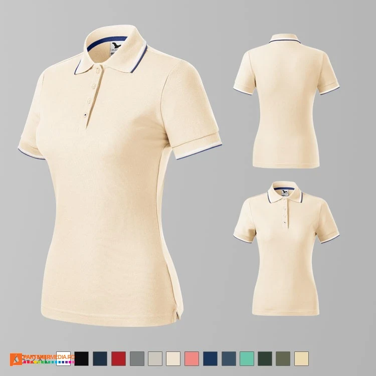 tricouri polo crem pentru dame din bumbac si poliester ad233 poza 7