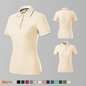 tricouri polo crem pentru dame din bumbac si poliester ad233 poza 7