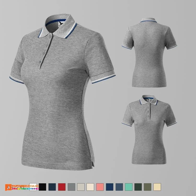 tricouri polo gri pentru dame din bumbac si poliester ad233 poza 2