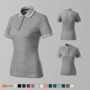 tricouri polo gri pentru dame din bumbac si poliester ad233 poza 2