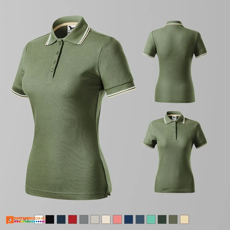 tricouri polo khaki pentru dame din bumbac si poliester ad233 poza 10