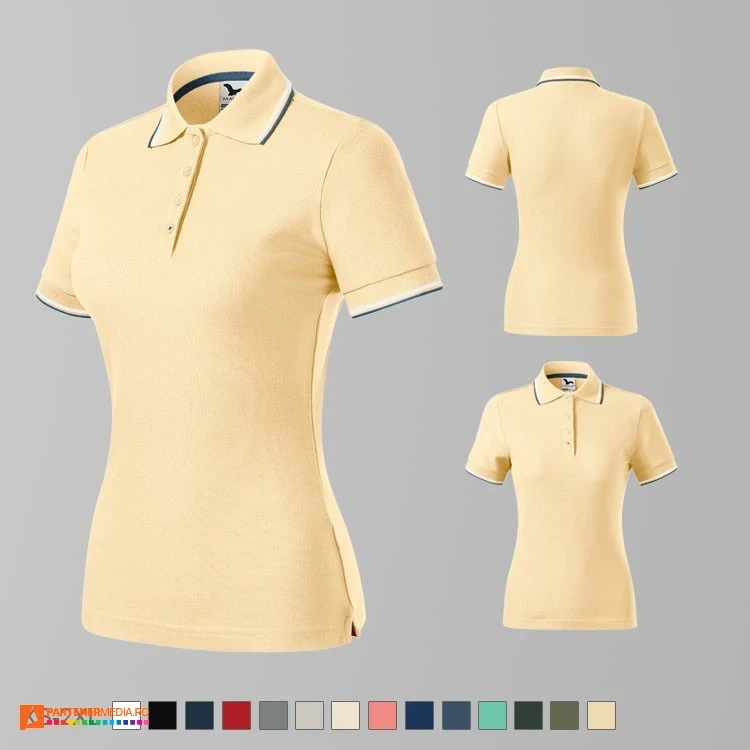 tricouri polo pentru dame galbene din bumbac si poliester ad233 poza 9