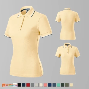 tricouri polo pentru dame galbene din bumbac si poliester ad233 poza 9