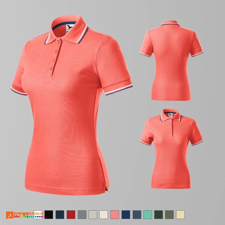tricouri polo portocalii pentru dame din bumbac si poliester ad233 poza 13