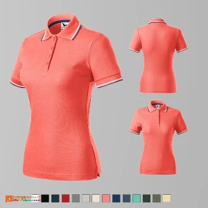 tricouri polo portocalii pentru dame din bumbac si poliester ad233 poza 13