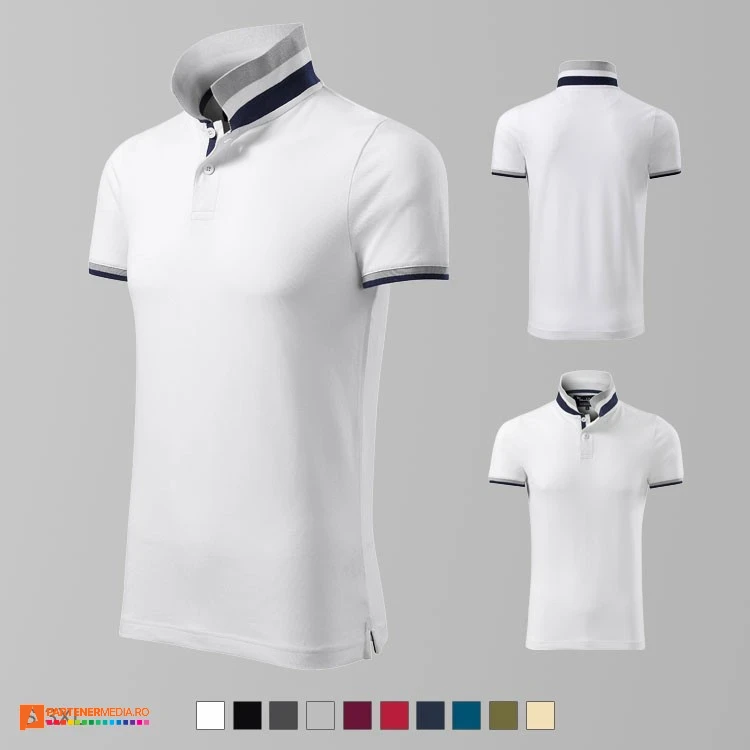 tricouri polo barbatesti albe din bumbac ad256 poza 2