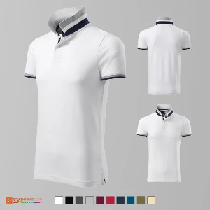 tricouri polo barbatesti albe din bumbac ad256 poza 2