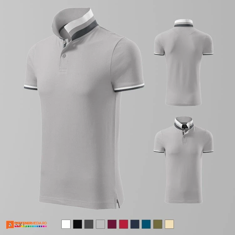 tricouri polo barbatesti gri din bumbac ad256 poza 5