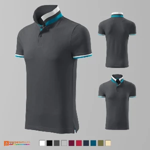 tricouri polo barbatesti gri inchis din bumbac ad256 poza 6