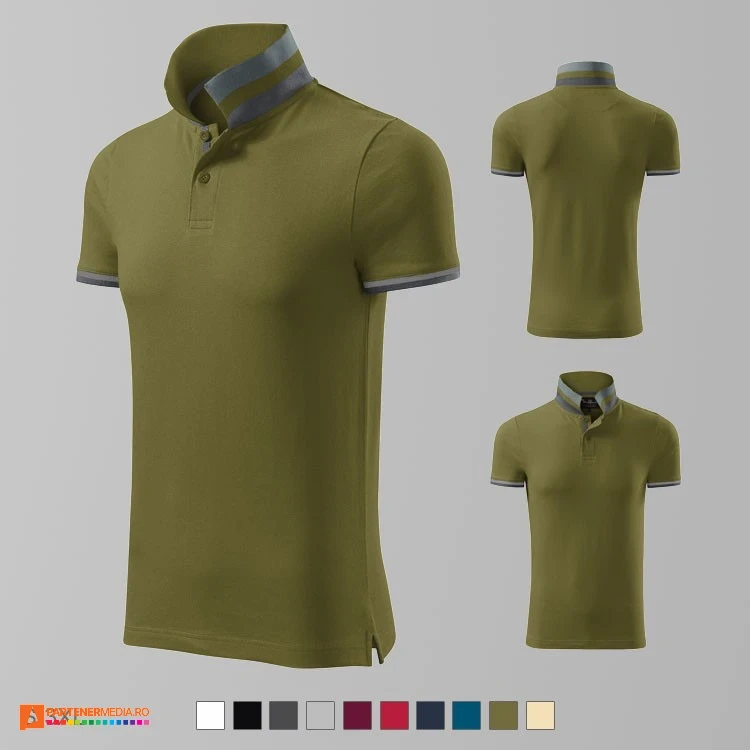 tricouri polo barbatesti khaki din bumbac ad256 poza 7