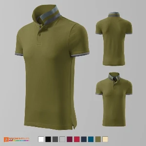tricouri polo barbatesti khaki din bumbac ad256 poza 7