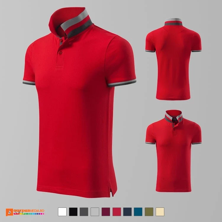 tricouri polo barbatesti rosii din bumbac ad256 poza 9