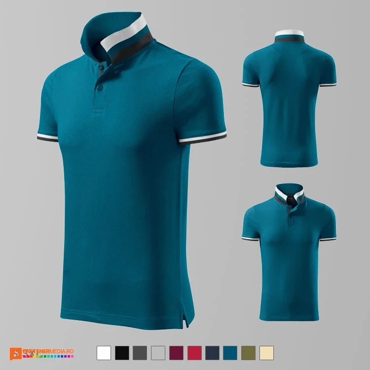 tricouri polo barbatesti turquise din bumbac ad256 poza 10