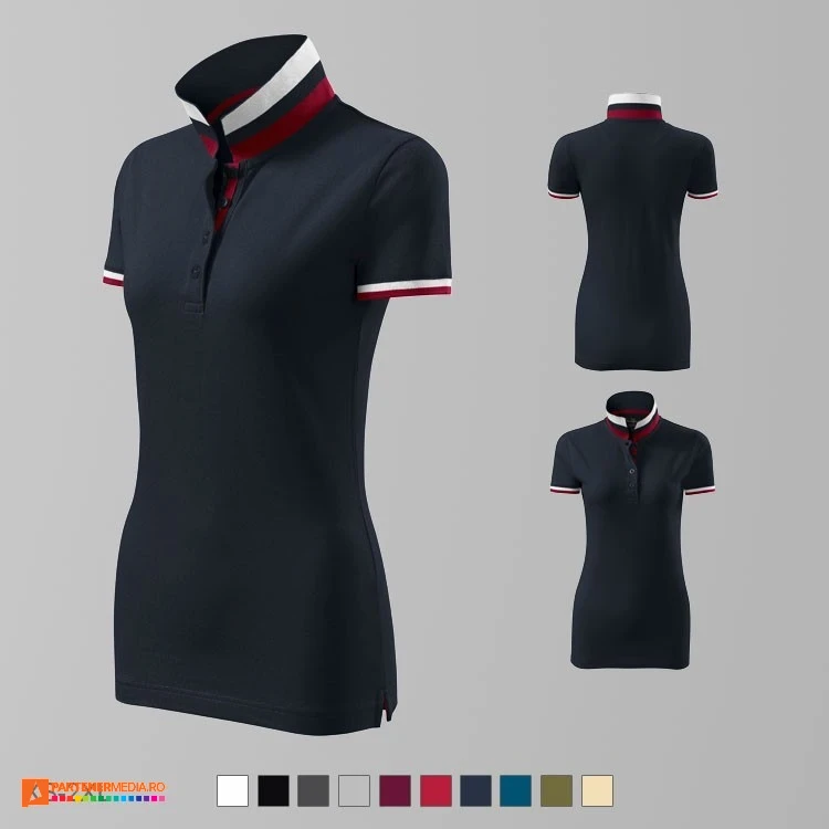 tricouri polo din bumbac bleumarin pentru dame ad257 poza 3