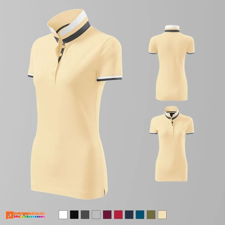 tricouri polo din bumbac crem pentru dame ad257 poza 4