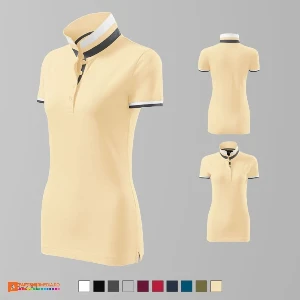 tricouri polo din bumbac crem pentru dame ad257 poza 4