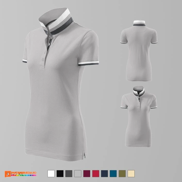 tricouri polo din bumbac gri deschis pentru dame ad257 poza 5