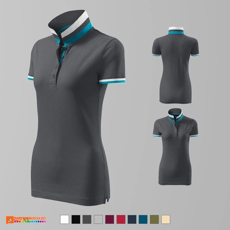 tricouri polo din bumbac gri inchis pentru dame ad257 poza 6