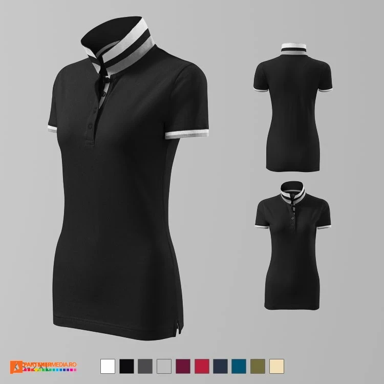 tricouri polo din bumbac negre pentru dame ad257 poza 8