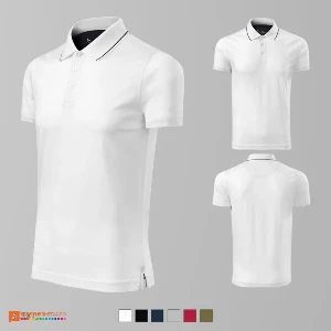 tricouri polo barbatesti din bumbac albe ad259 poza 2