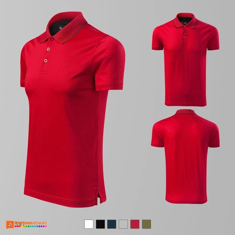 tricouri polo barbatesti din bumbac rosii ad259 poza 7