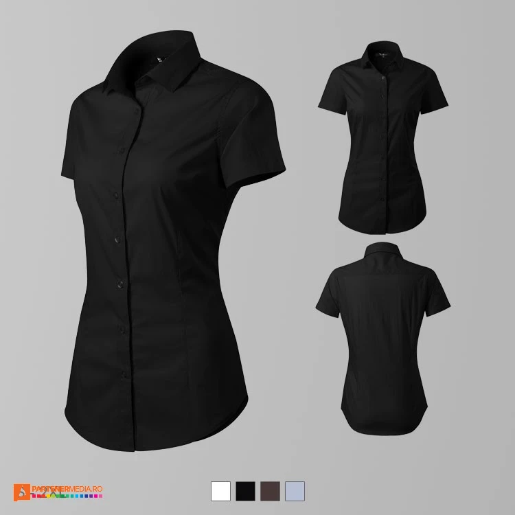 camasi de dama negre cu maneci scurte ad261 poza 5