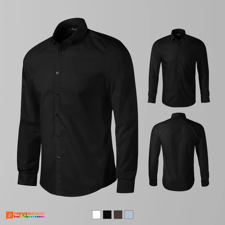 camasi barbatesti promotionale negre cu maneci lungi ad262 poza 5