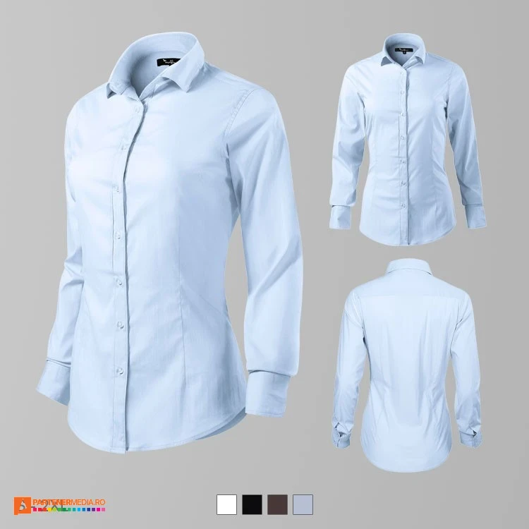 camasi promotionale de dama bleu cu maneci lungi ad263 poza 3