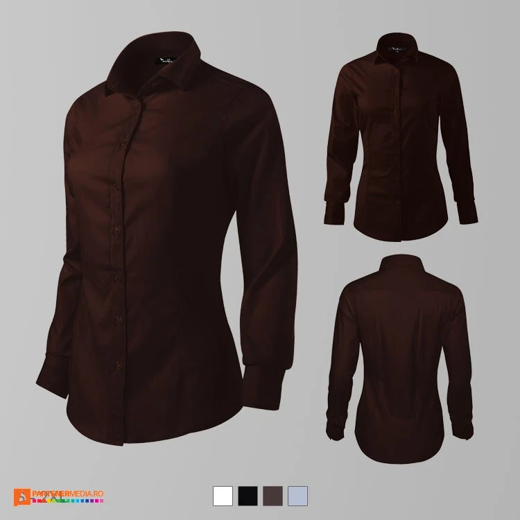 camasi promotionale de dama grena cu maneci lungi ad263 poza 4