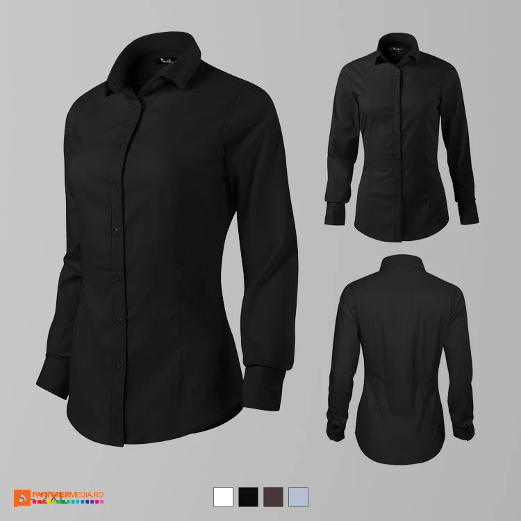 camasi promotionale de dama negre cu maneci lungi ad263 poza 5