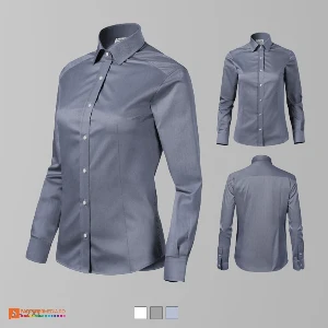 camasi de dama gri din bumbac cu maneci lungi ad265 poza 4