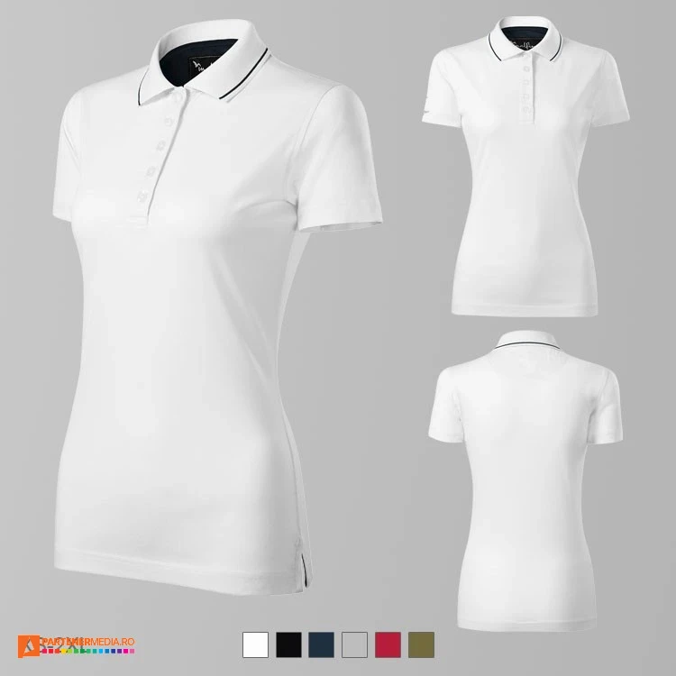 tricouri polo de dama din bumbac albe ad269 poza 2