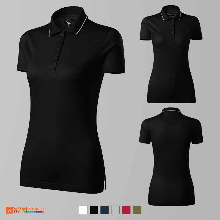 tricouri polo de dama din bumbac negre ad269 poza 6