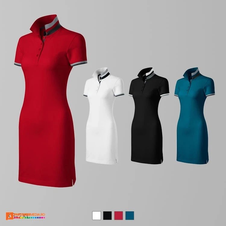 tricouri tip rochie din bumbac cu guler polo ad271 poza 1